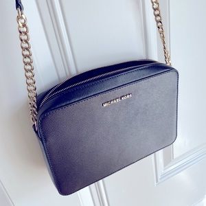 Jet Set Large Crossbody by MICHAEL Michael Kors - black with gold hardware